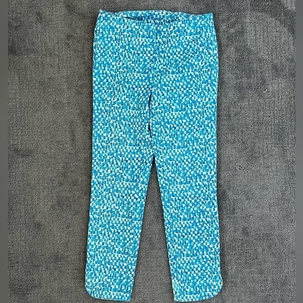 Soft Surroundings Blue Mosaic Print Pants